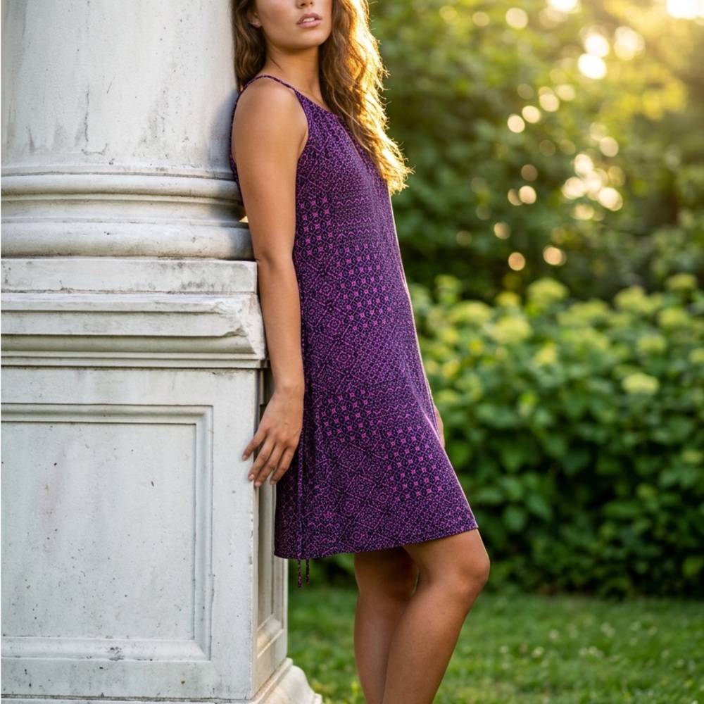 Banana Republic Purple Patterned Halter Maxi Dress
